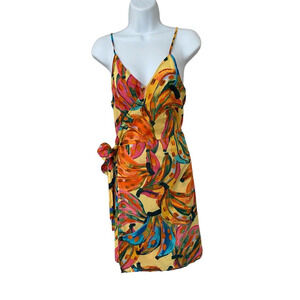 NWOT Farm Rio Anthropologie Banana Cover-Up Mini Dress Print Wrap Cotton Medium